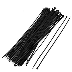 uxcell 尼龙自锁电缆拉链线扎紧固件,380 毫米,100 件,黑色